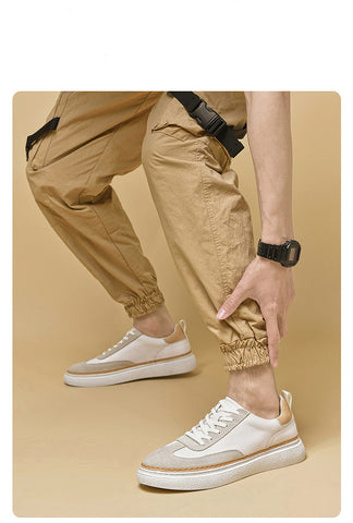 Thick-Soled Cowhide Stitch Sneakers