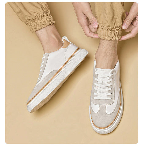 Thick-Soled Cowhide Stitch Sneakers