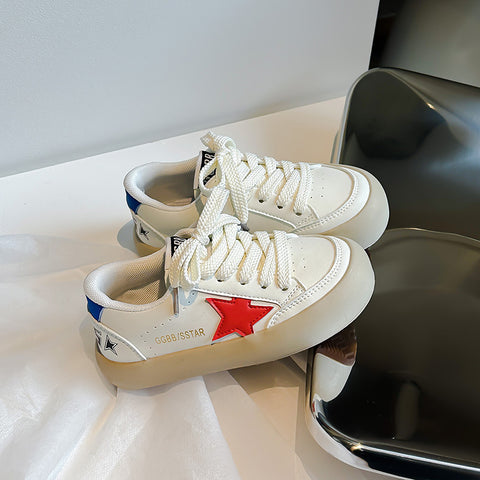 Girls' Leather All-match Star Casual Sneakers