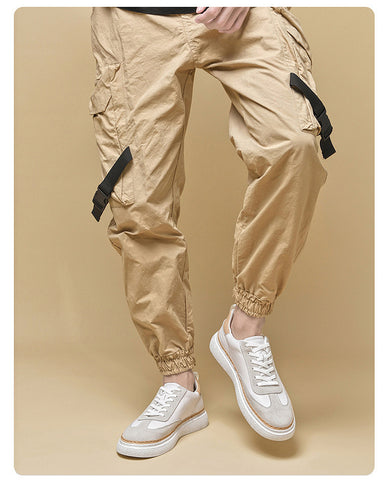 Thick-Soled Cowhide Stitch Sneakers
