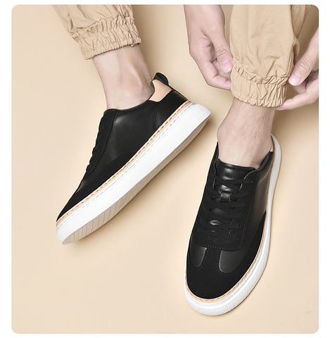 Thick-Soled Cowhide Stitch Sneakers