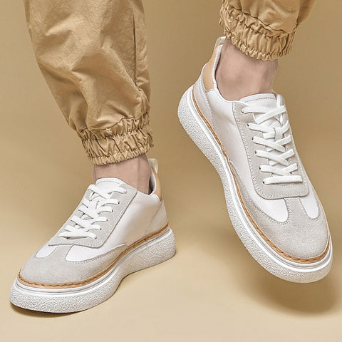 Thick-Soled Cowhide Stitch Sneakers