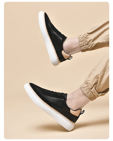 Thick-Soled Cowhide Stitch Sneakers